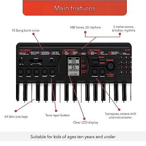 CASIO Portable Keyboard With 44 Keys- SA81