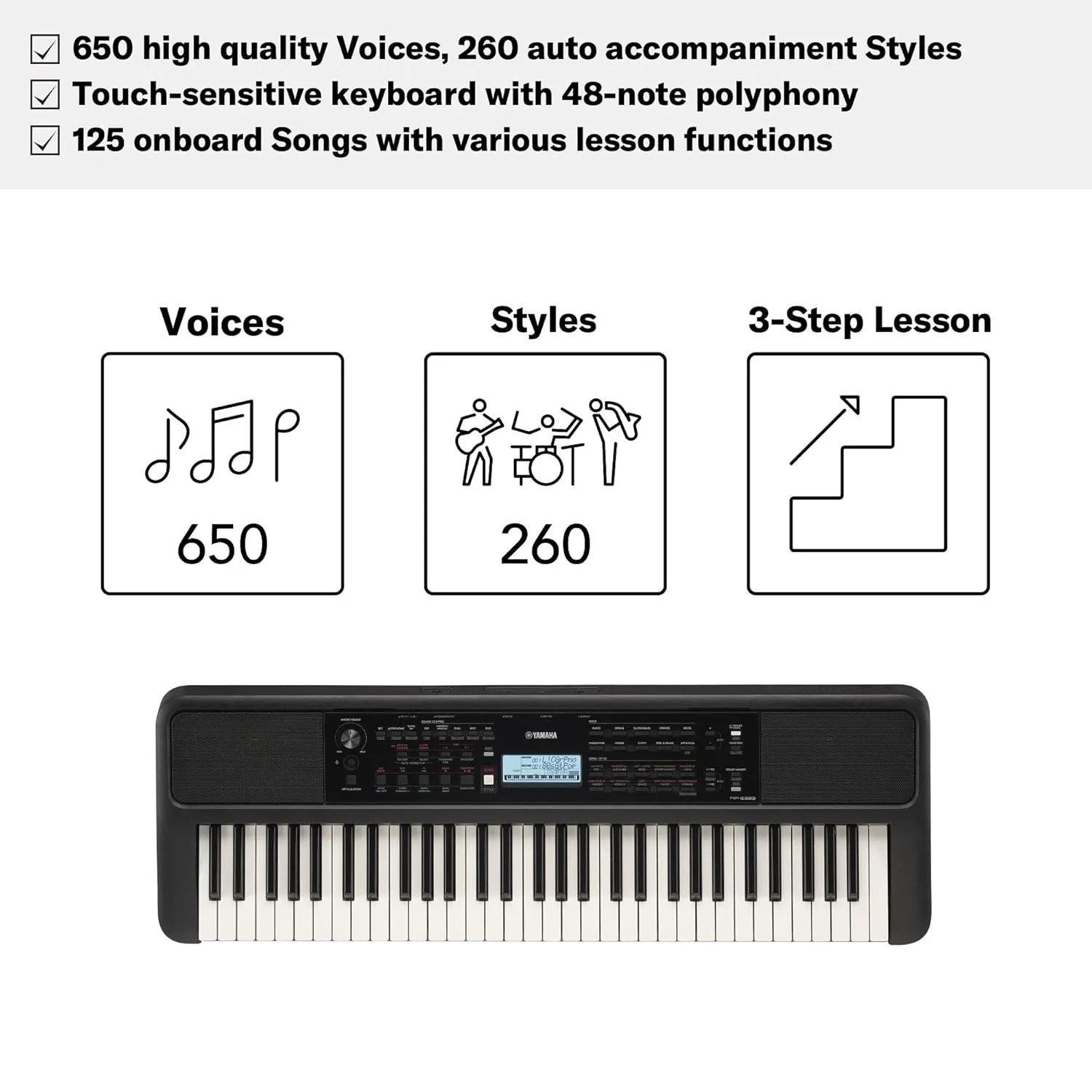 Yamaha Portable Keyboard With 61 Keys - PSR-E383
