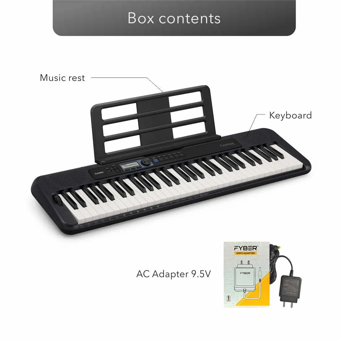 CASIO Portable Keyboard With 61 Keys- CT-S300 BK
