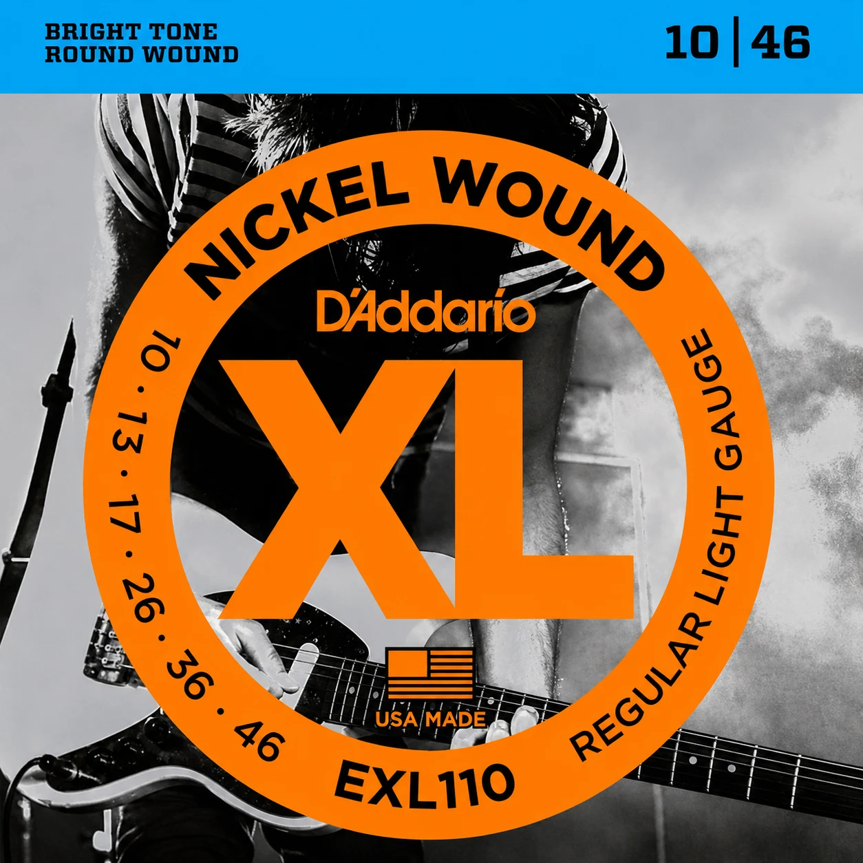 D'Addario EXL110 Nickel Wound Electric Guitar Strings, Regular Light Gauge (10-46)