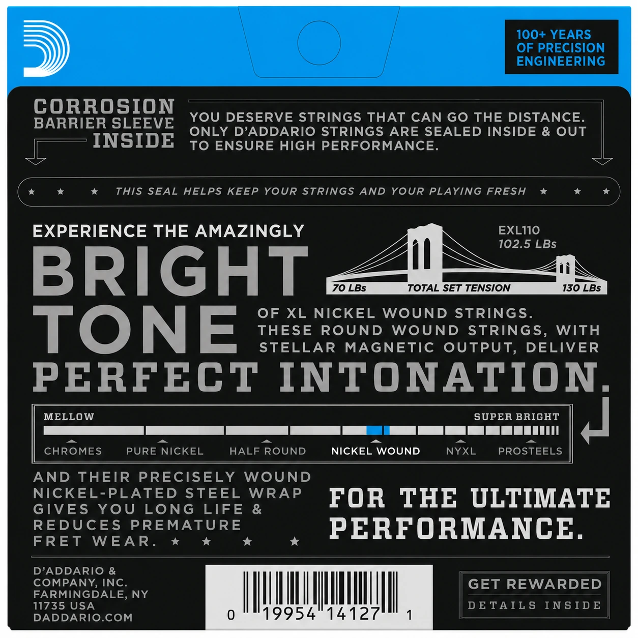 D'Addario EXL110 Nickel Wound Electric Guitar Strings, Regular Light Gauge (10-46)