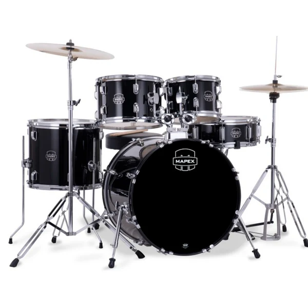 Mapex Drum Set Comet 5 pcs Jazz with Hardware Throne & Cymbals CM5044FTCDK - Dark Black - 18 Inch