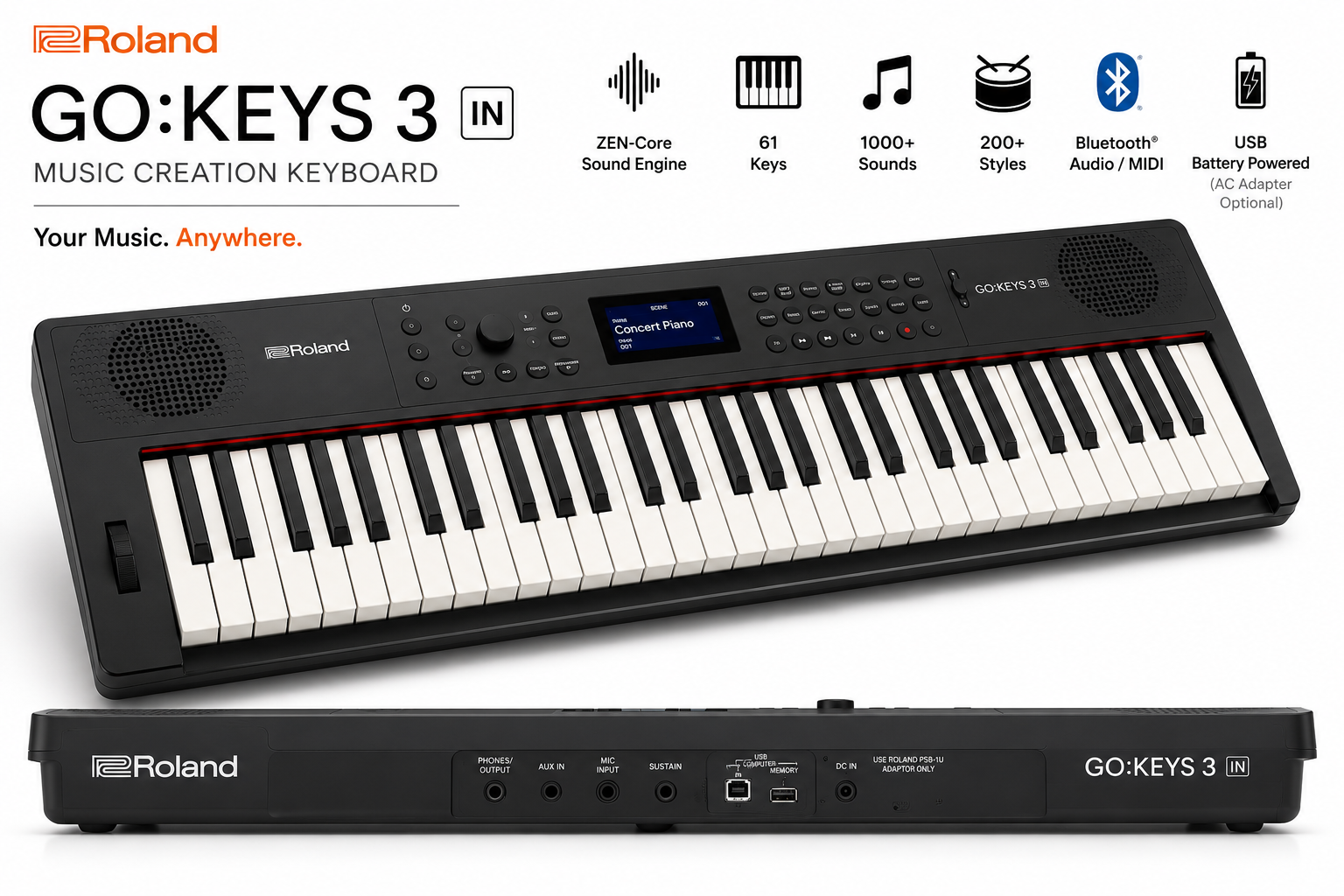 Roland Creation Portable Keyboard - Go Keys 3 IN