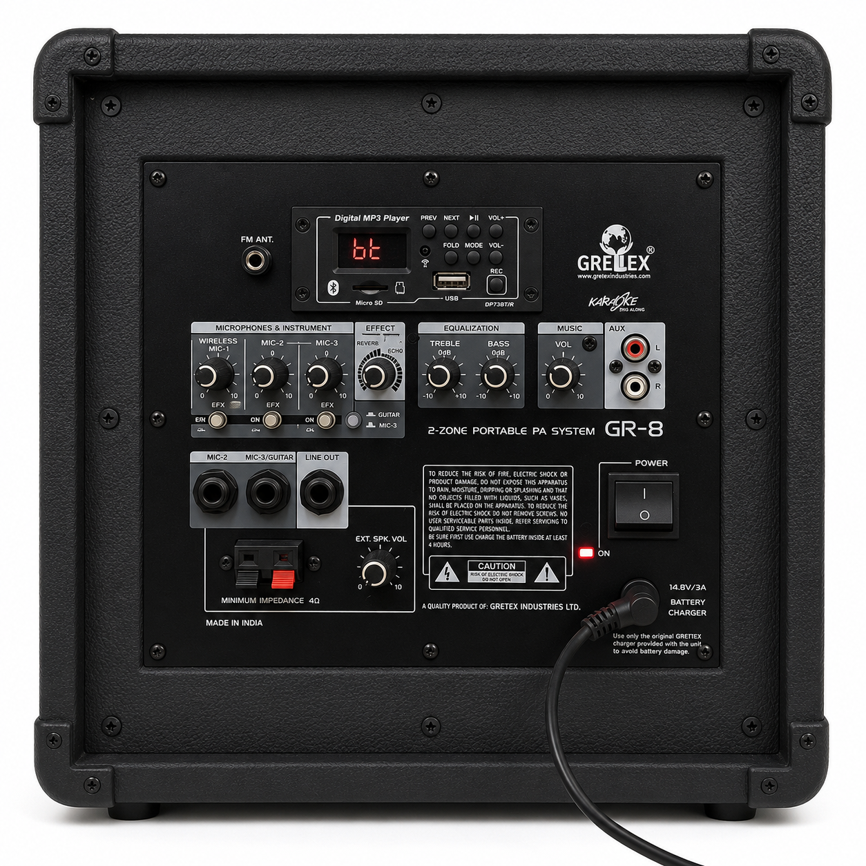 GRETEX GR-8 Portable PA Speaker System with Wireless Microphone