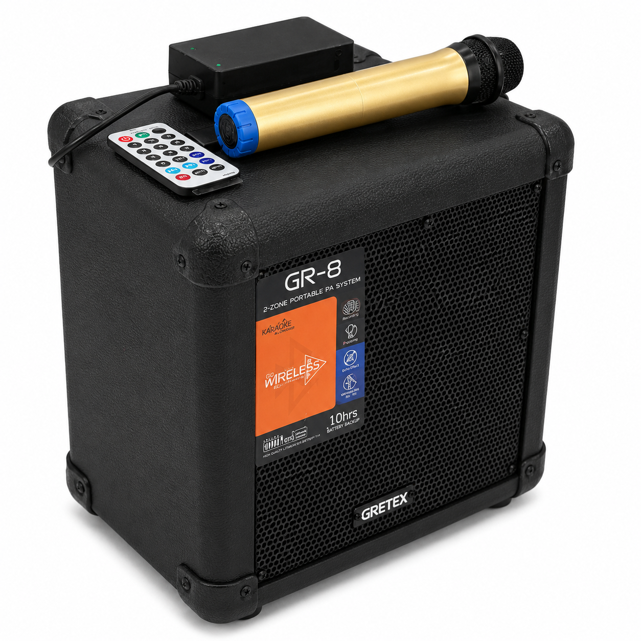 GRETEX GR-8 Portable PA Speaker System with Wireless Microphone