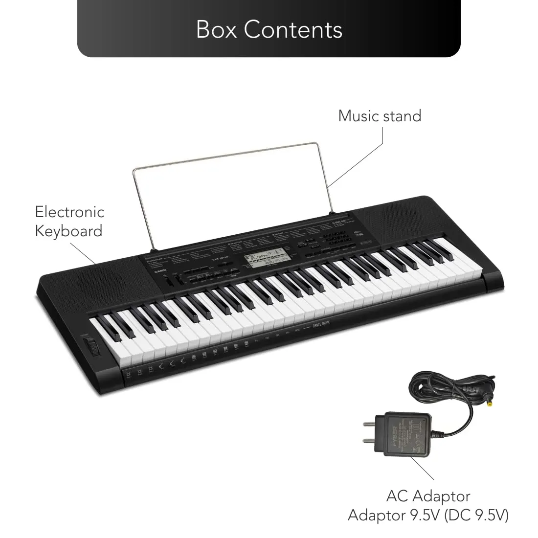 CASIO Portable Keyboard With 61 Keys- CTK-3500