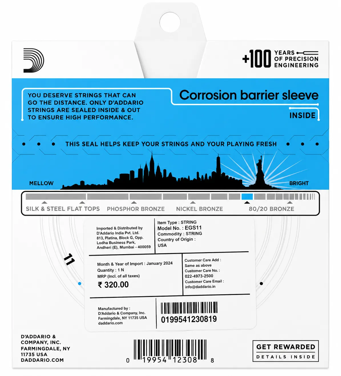 D'Addario EZ910 85/15 Bronze Acoustic Guitar Strings (.011-.052)