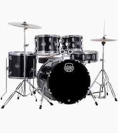 Mapex Drum Set Comet 5 pcs Jazz with Hardware Throne & Cymbals CM5044FTCDK - Dark Black - 20 Inch